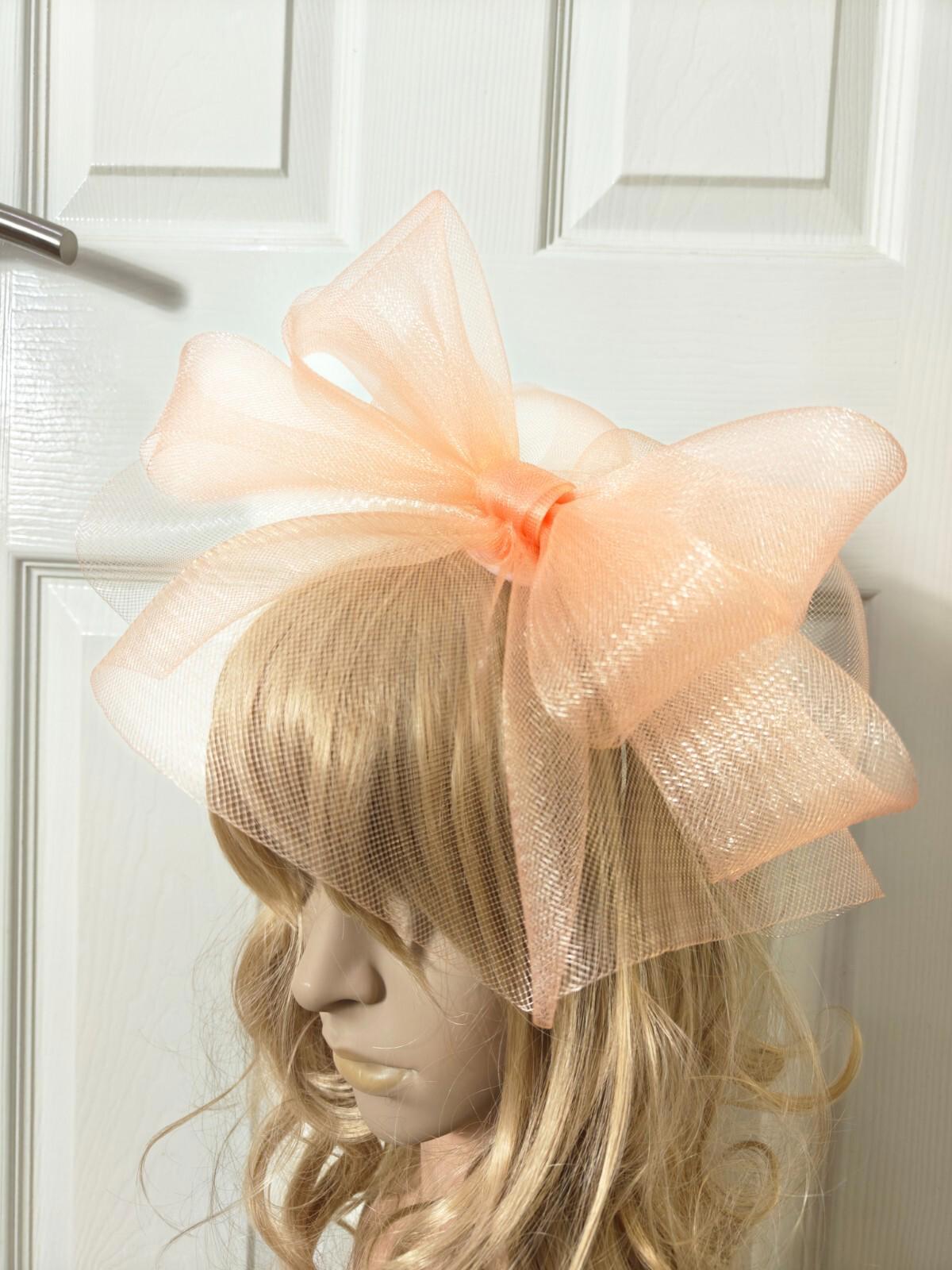 peach nude fascinator millinery burlesque headband wedding hat ascot race