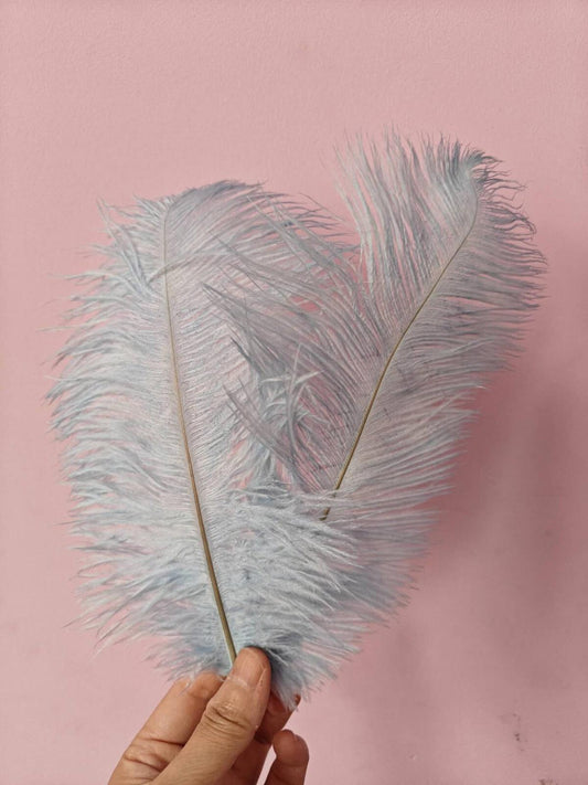 baby blue ostrich feather hair clip fascinator fancy dress costume dance party