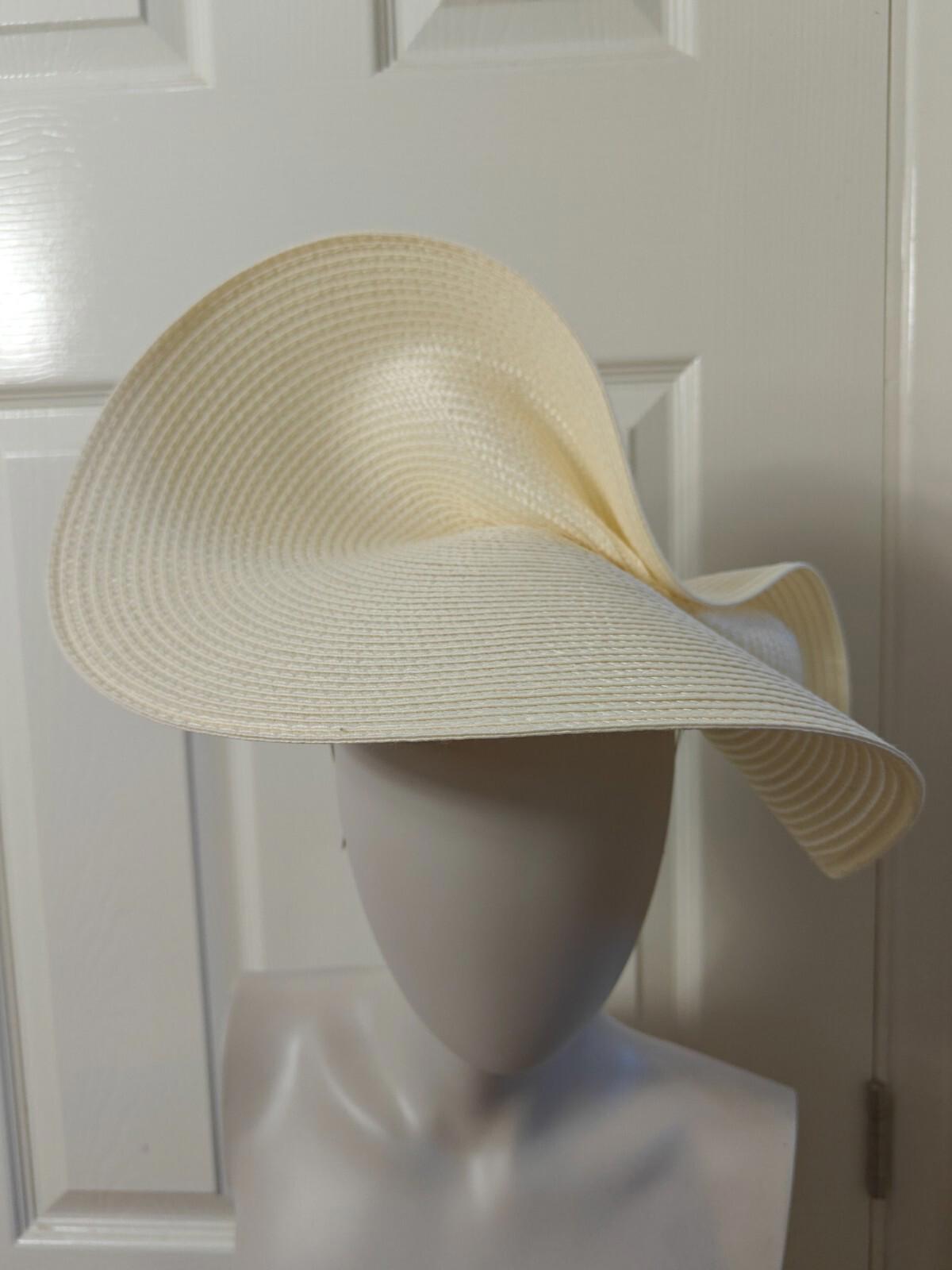 ivory large straw fascinator millinery burlesque headband wedding hat