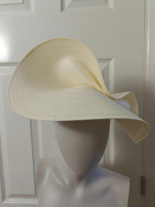ivory large straw fascinator millinery burlesque headband wedding hat