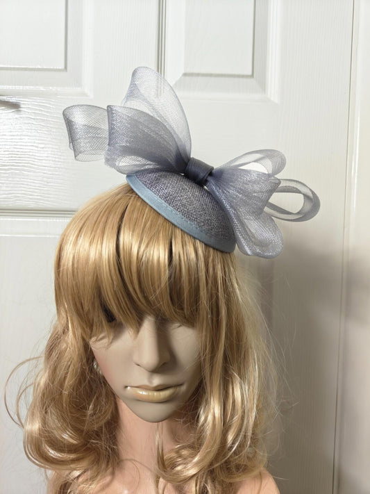 grey fascinator millinery burlesque headband wedding hat ascot race