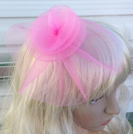 baby pink fascinator millinery feather brooch clip wedding hat bridal ascot