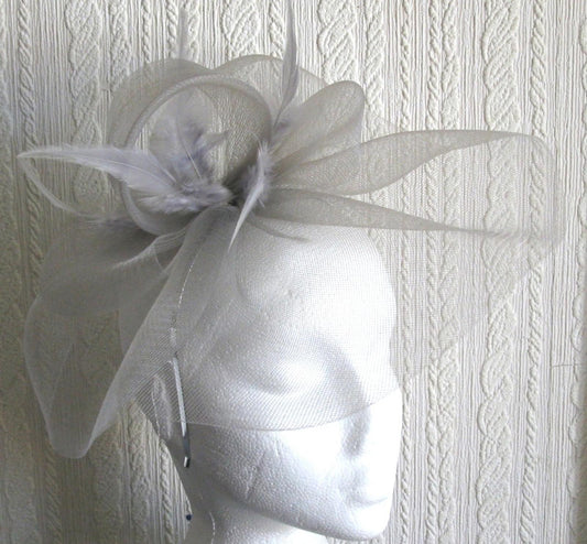 grey feather headband fascinator millinery wedding hat