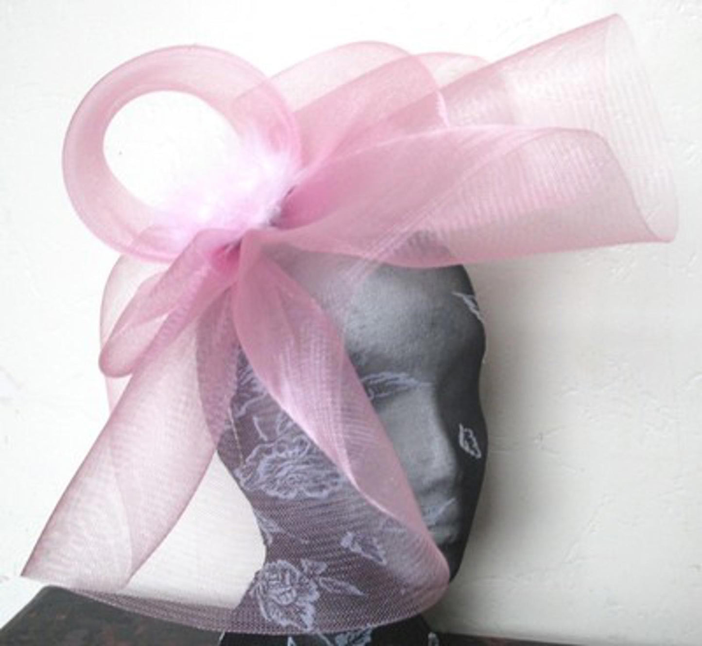 baby pink feather fascinator millinery burlesque headband wedding hat hair
