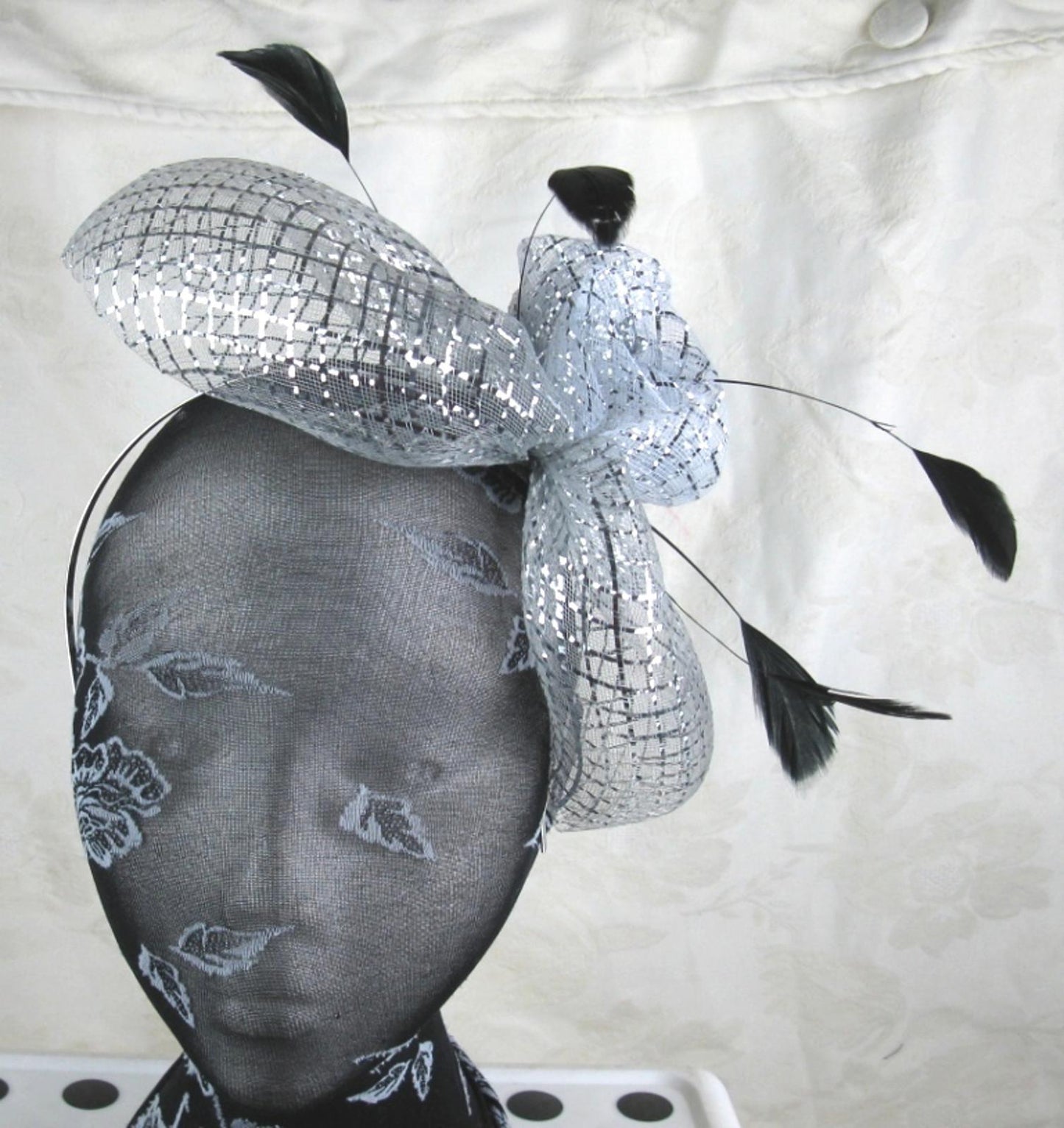 sliver feather headband fascinator millinery wedding ascot hat hair piece