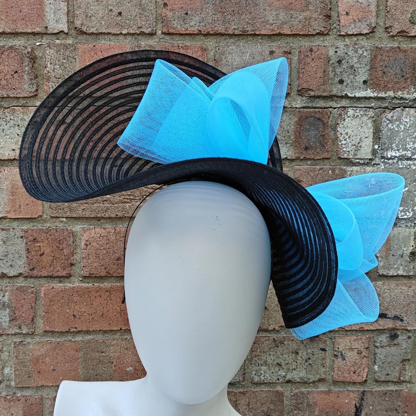 black turquoise bow crinoline fascinator millinery headband wedding hat party cosplay
