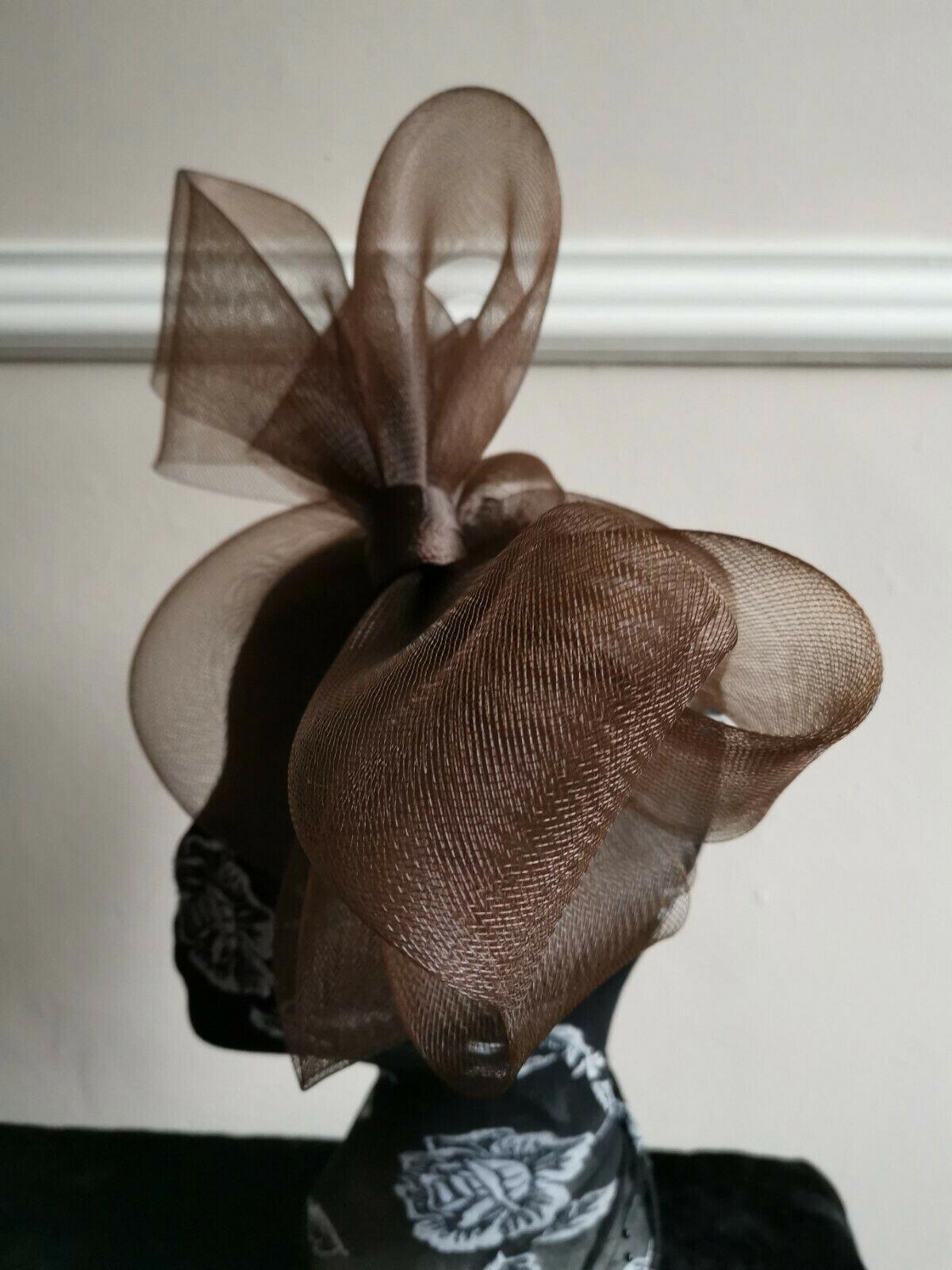 brown headband crin fascinator millinery hat wedding ascot