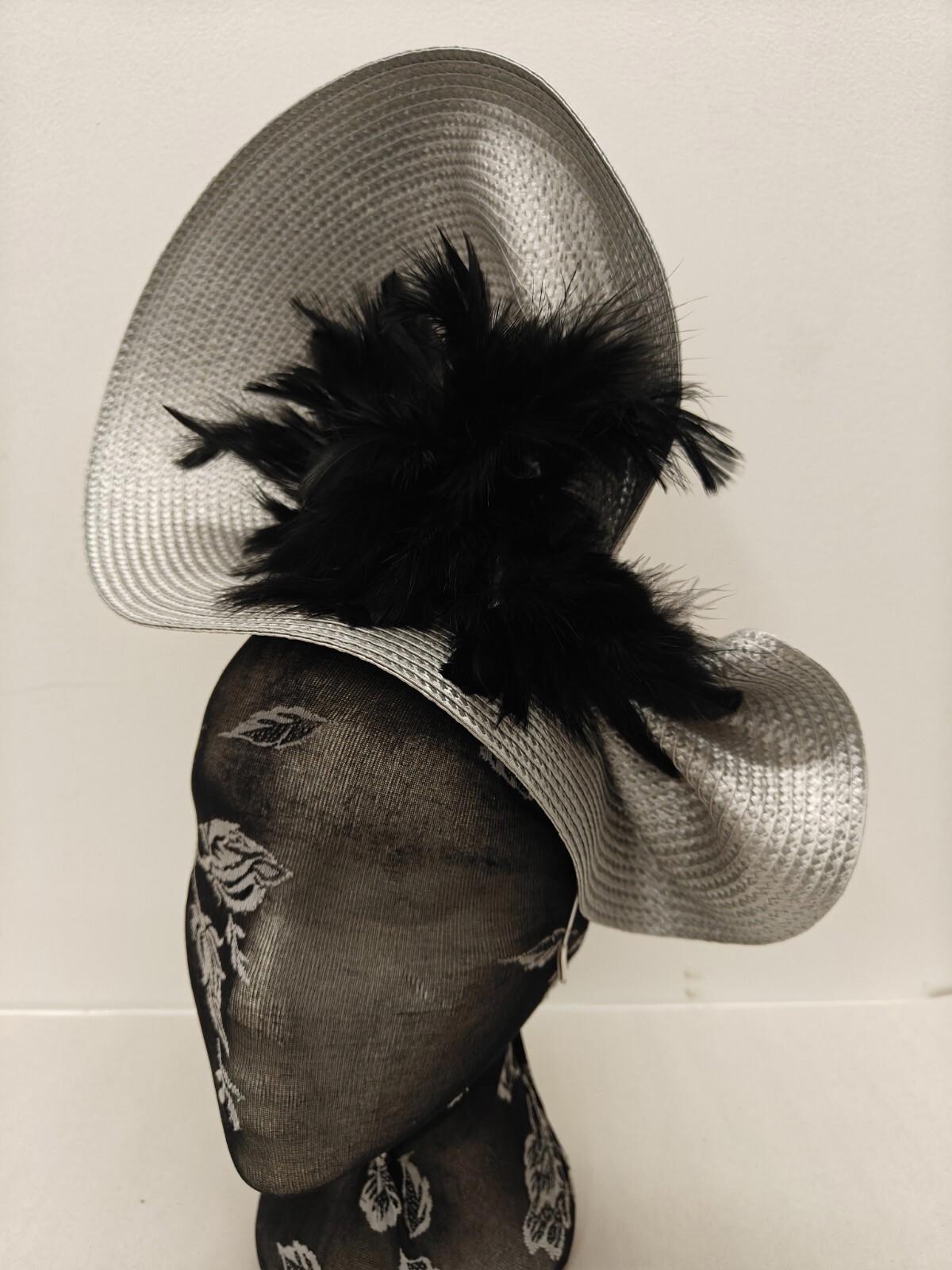 grey black flower large straw fascinator millinery burlesque headband wedding