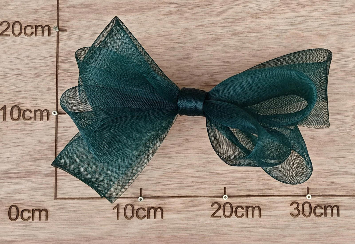 dark green large crinoline bow art craft DIY handmade fascinator hair clip