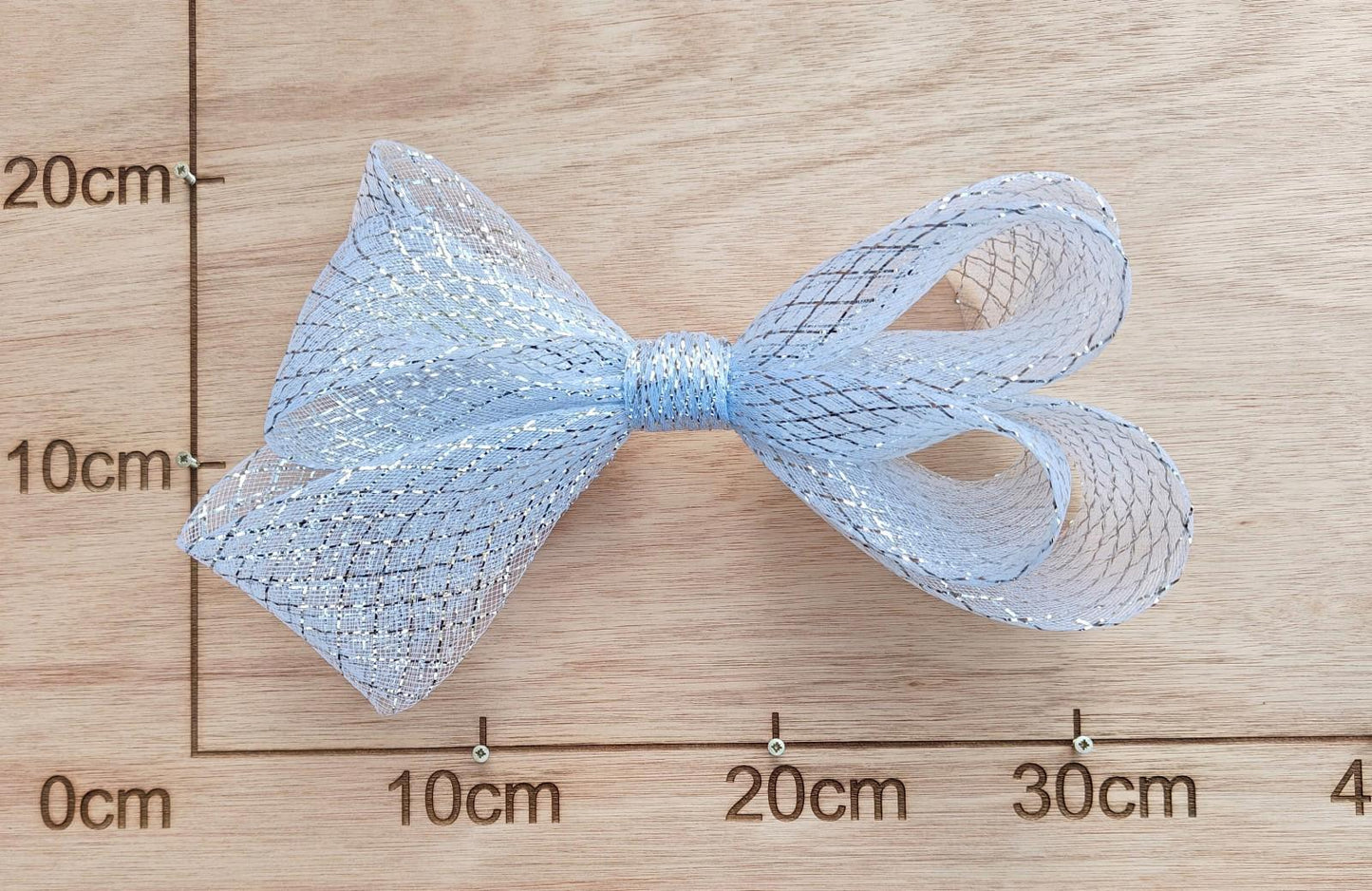 silver white large crinoline bow art craft DIY handmade fascinator hair clip