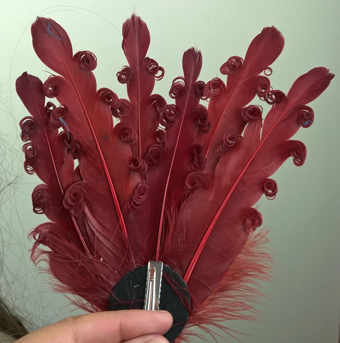 dark red feather fascinator millinery hair clip wedding piece ascot race dance