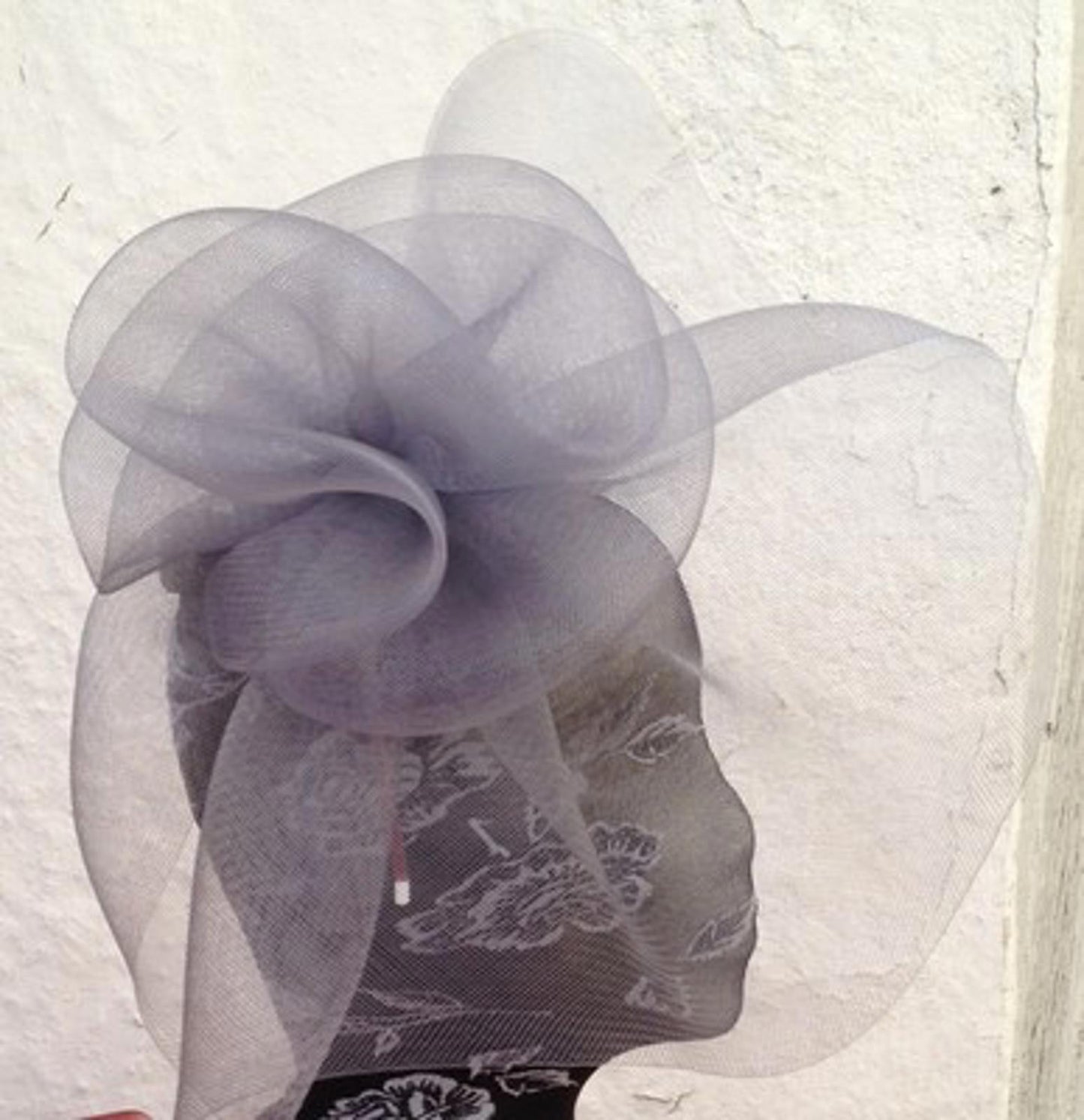 grey fascinator millinery burlesque wedding hat hair piece ascot race bridal x