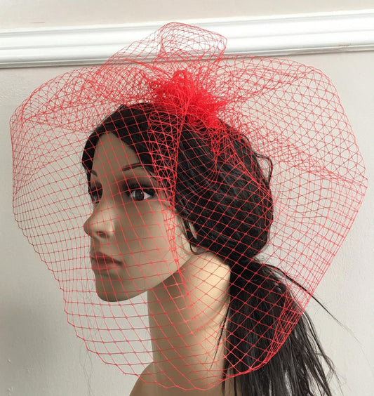 red french veil veiling fascinator wedding bridal hair hat comb clip race