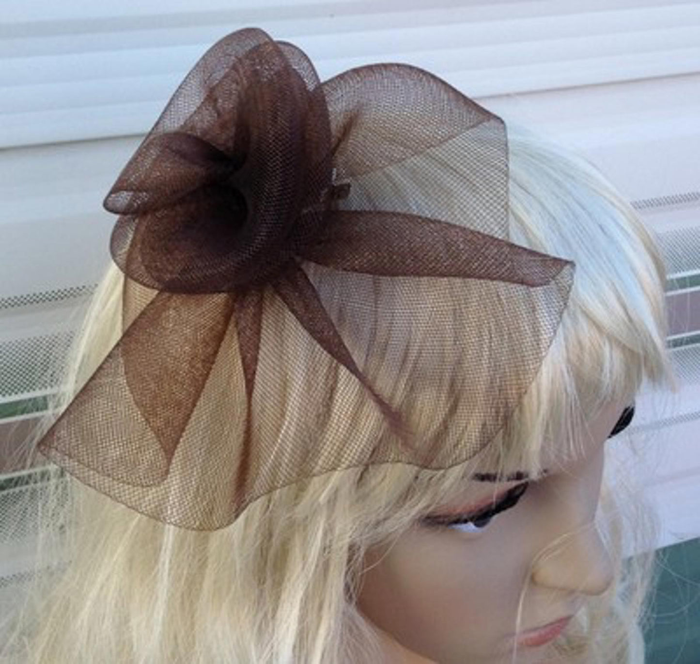brown fascinator millinery feather brooch clip wedding hat bridal ascot race