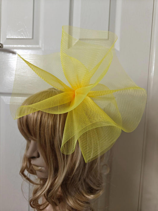 yellow fascinator millinery burlesque headband wedding hat ascot race