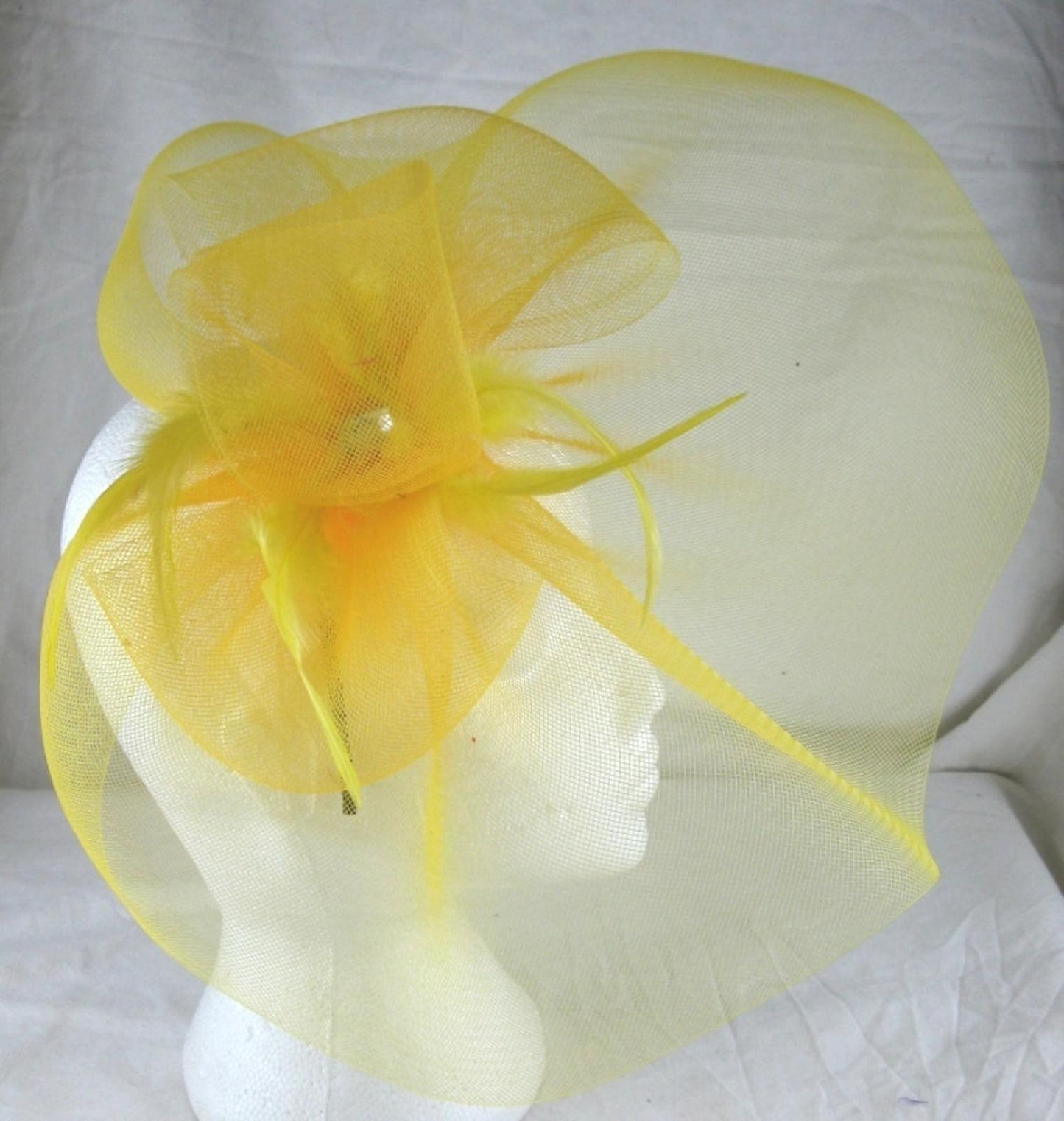 yellow feather headband fascinator millinery wedding ascot hat hair piece x