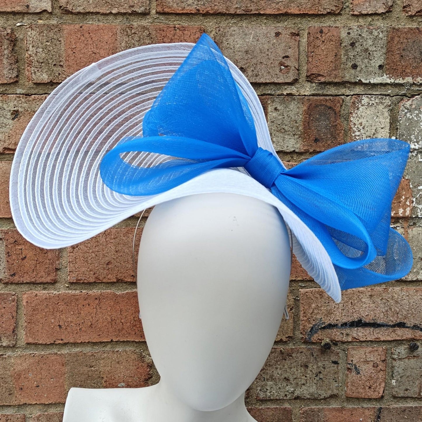 white blue bow crinoline fascinator millinery headband wedding hat party cosplay