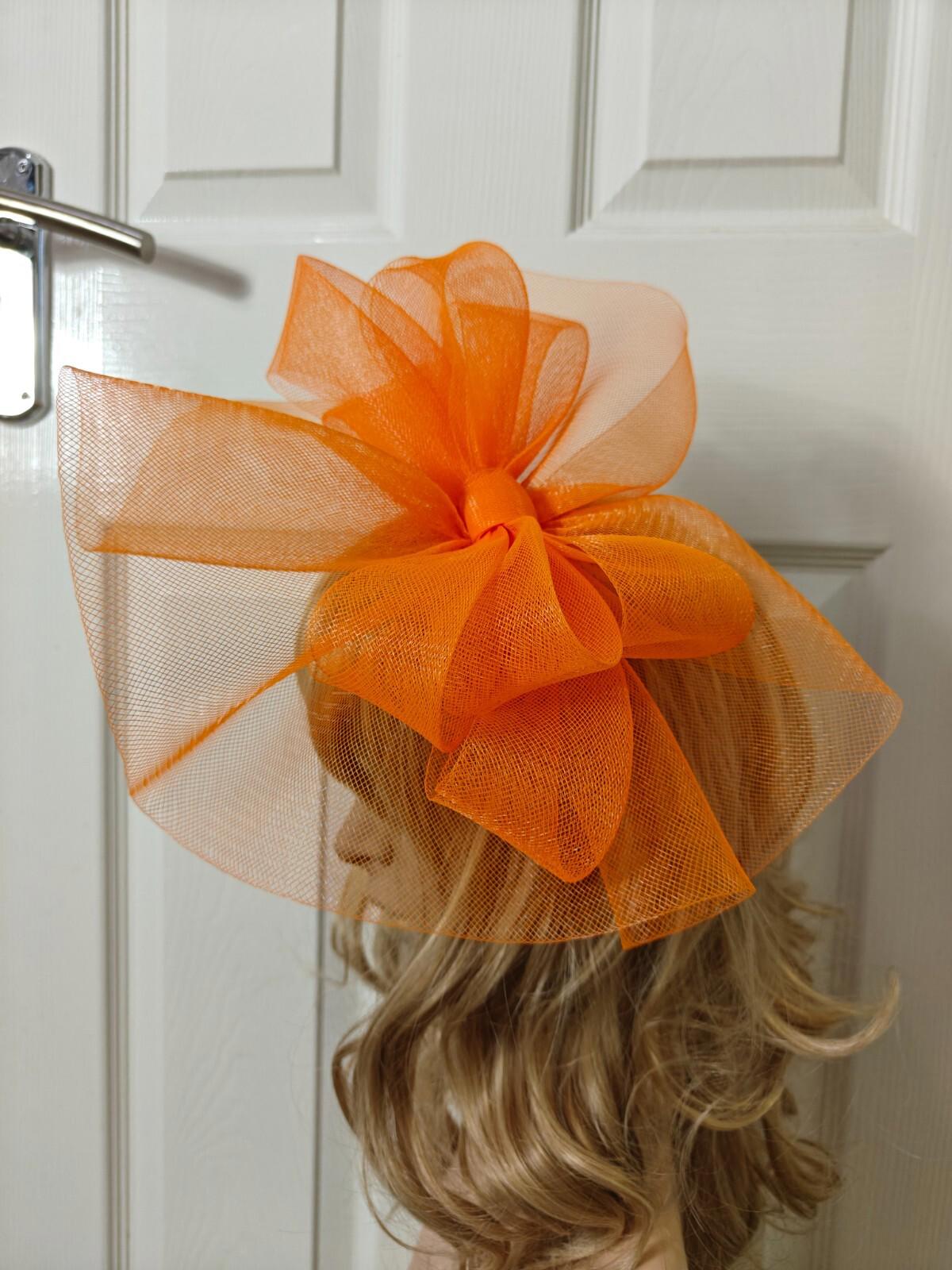 orange fascinator millinery burlesque headband wedding hat ascot race