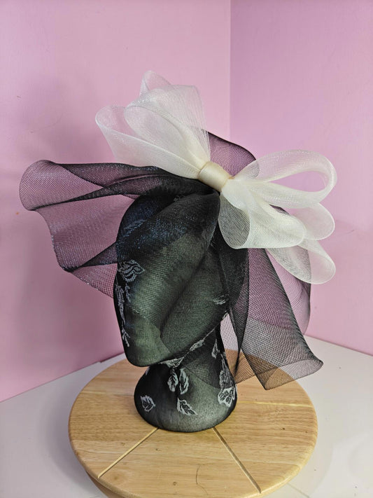 black ivory fascinator millinery headband derby wedding hat ascot race