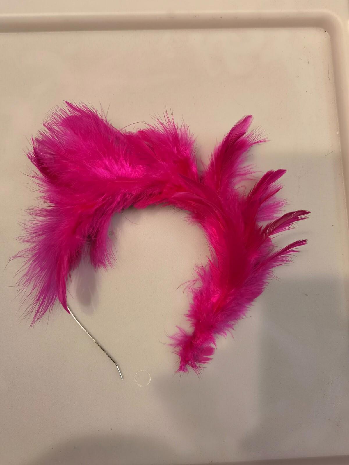 pink feather headband fascinator hair band wedding bridal race party ascot