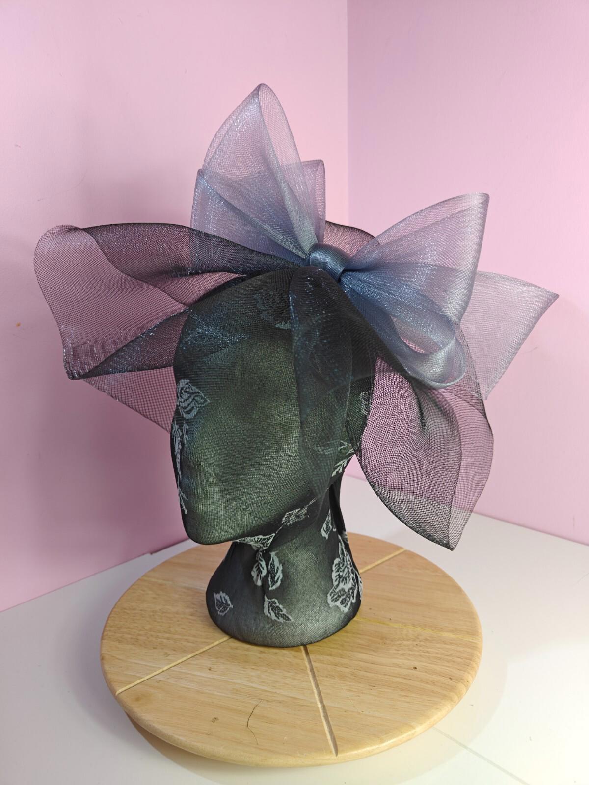 black grey fascinator millinery headband derby wedding hat ascot race