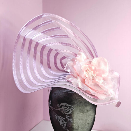 baby pink flower fascinator millinery wedding hat Kentucky Derby Royal Ascot