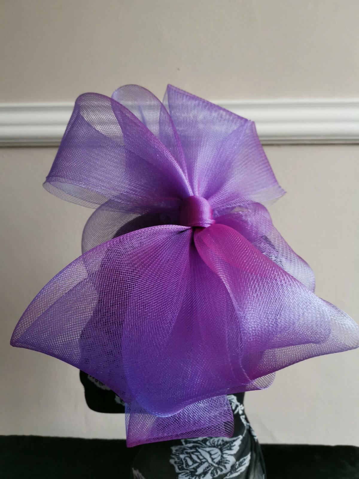 purple fascinator millinery burlesque headband wedding hat hair piece ascot race