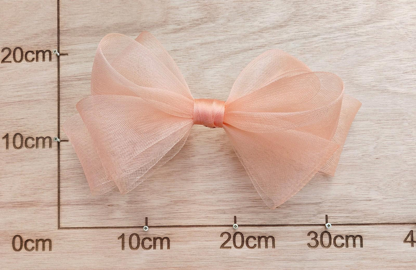 peach nude large crinoline bow art craft DIY handmade fascinator hair clip