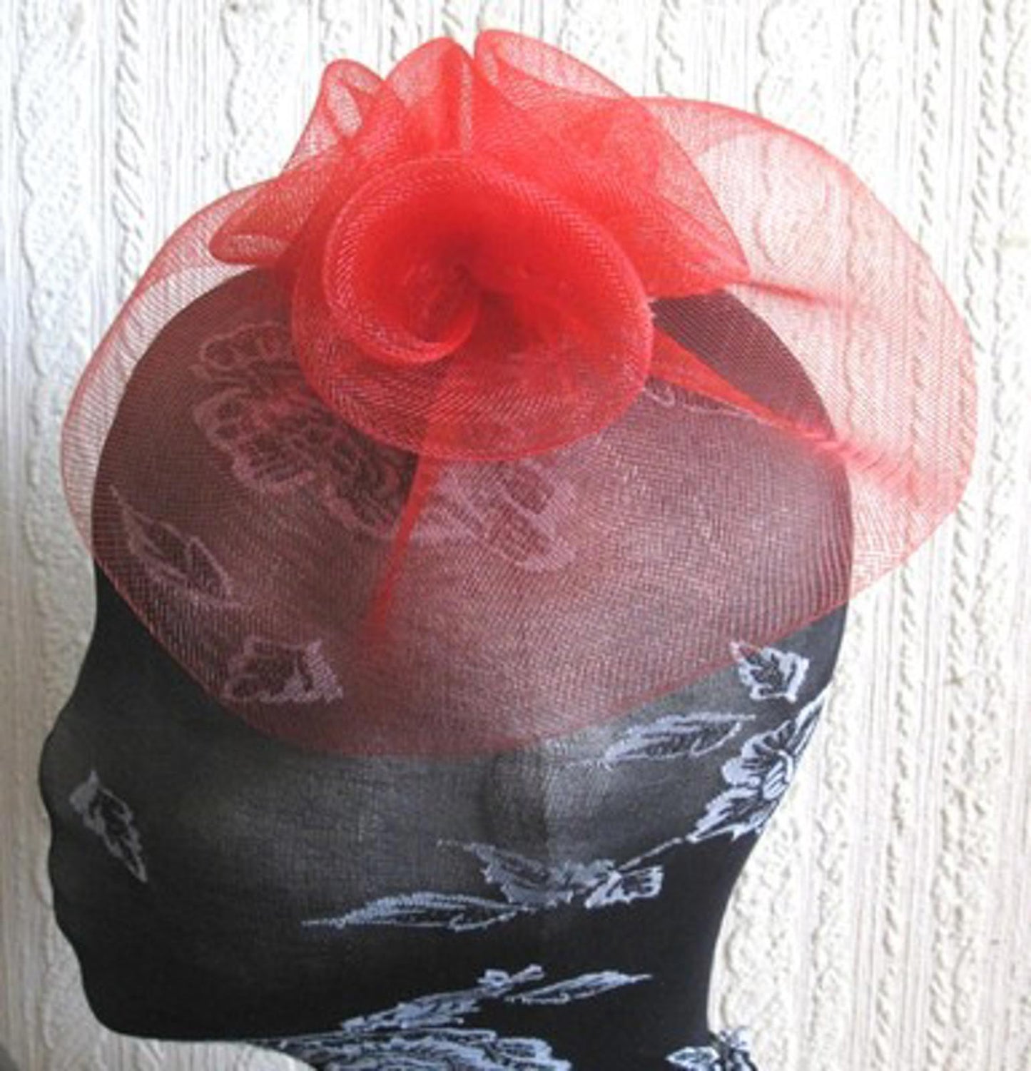 red flower fascinator millinery  brooch clip wedding hat bridal ascot race