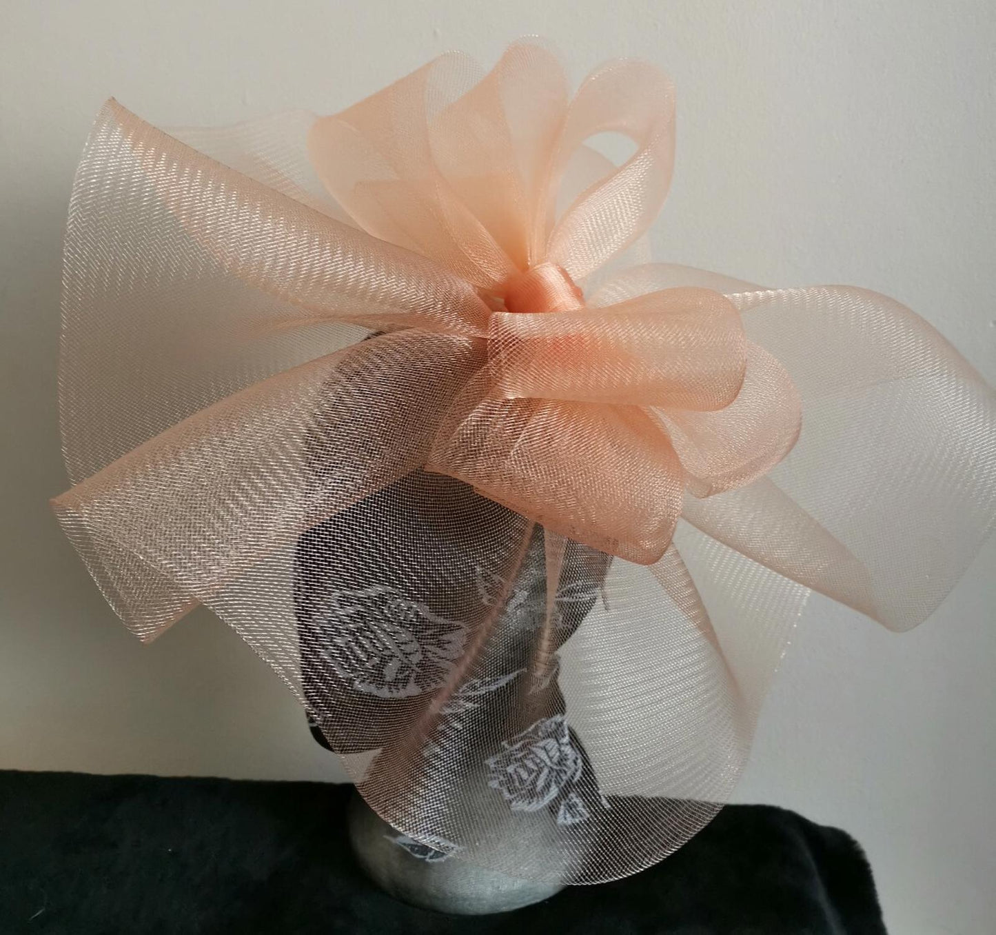 Peach nude coral salmon fascinator millinery burlesque wedding hat hair piece