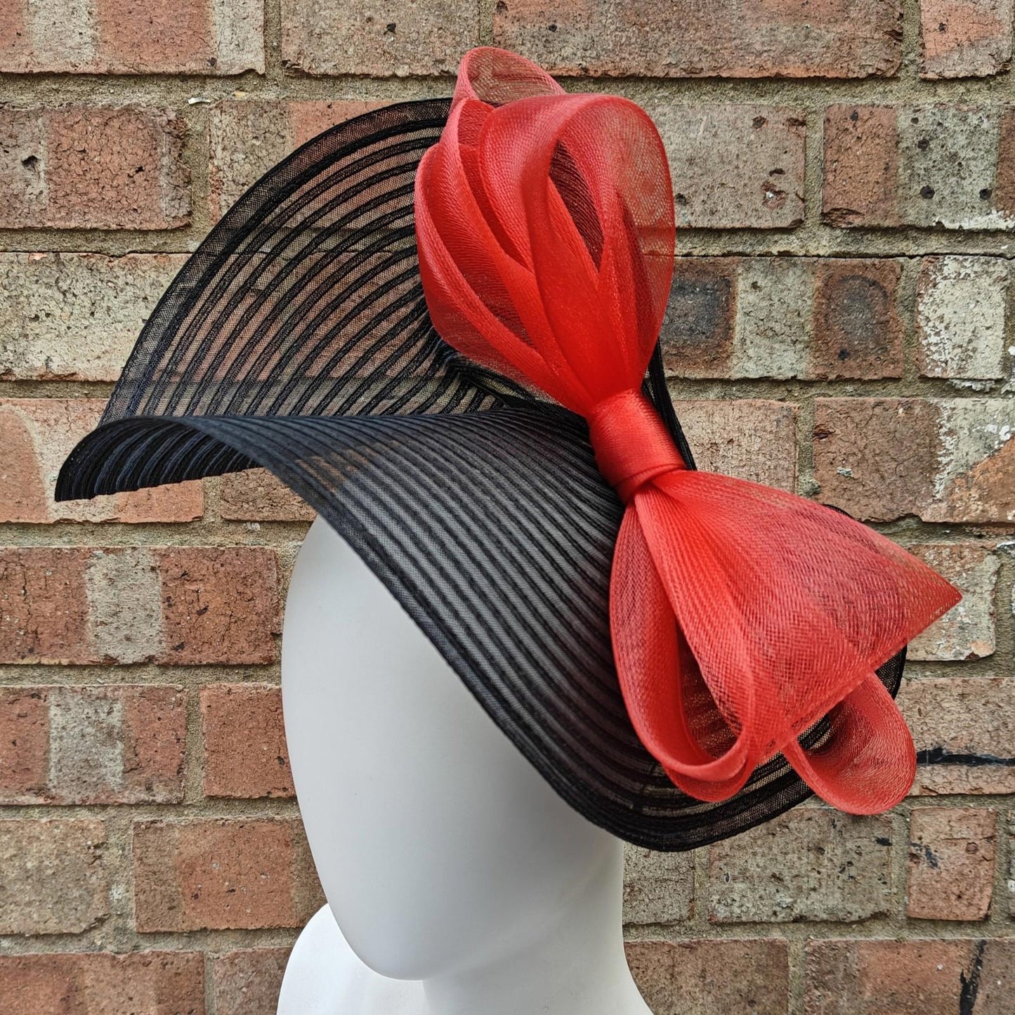 black red bow crinoline fascinator millinery headband wedding hat party cosplay