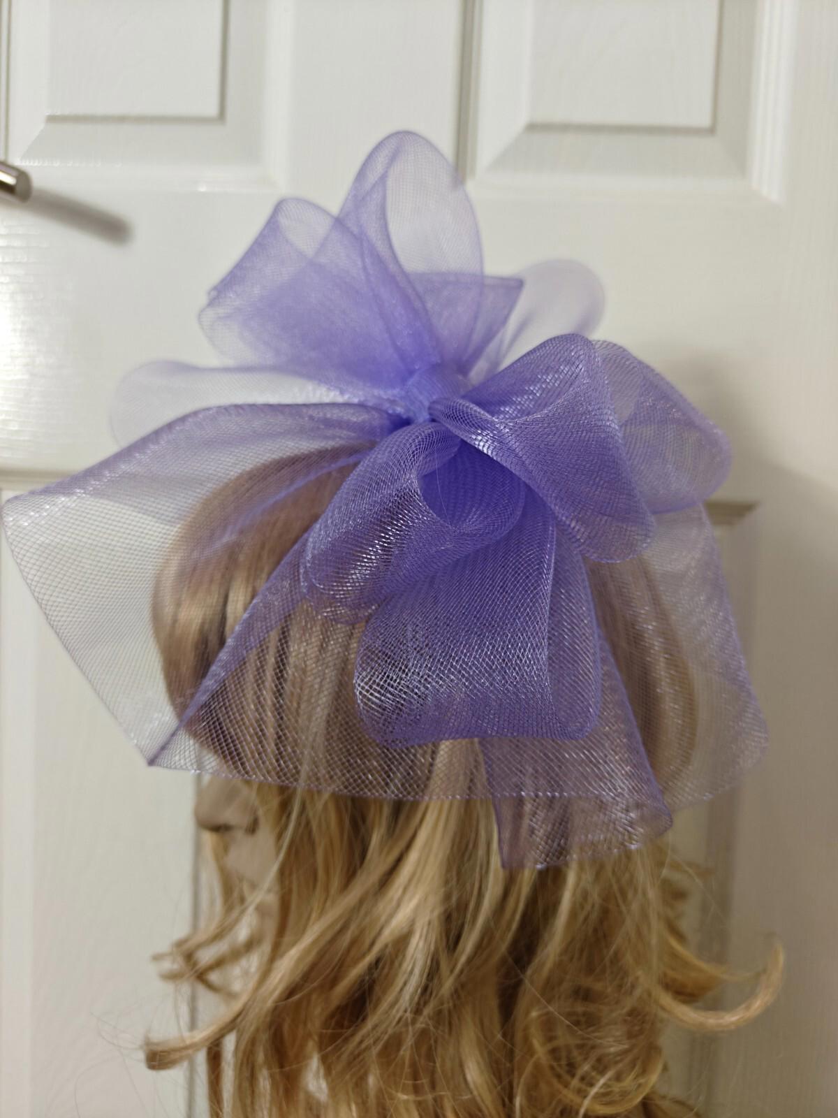 lilac purple fascinator millinery burlesque headband wedding hat ascot race