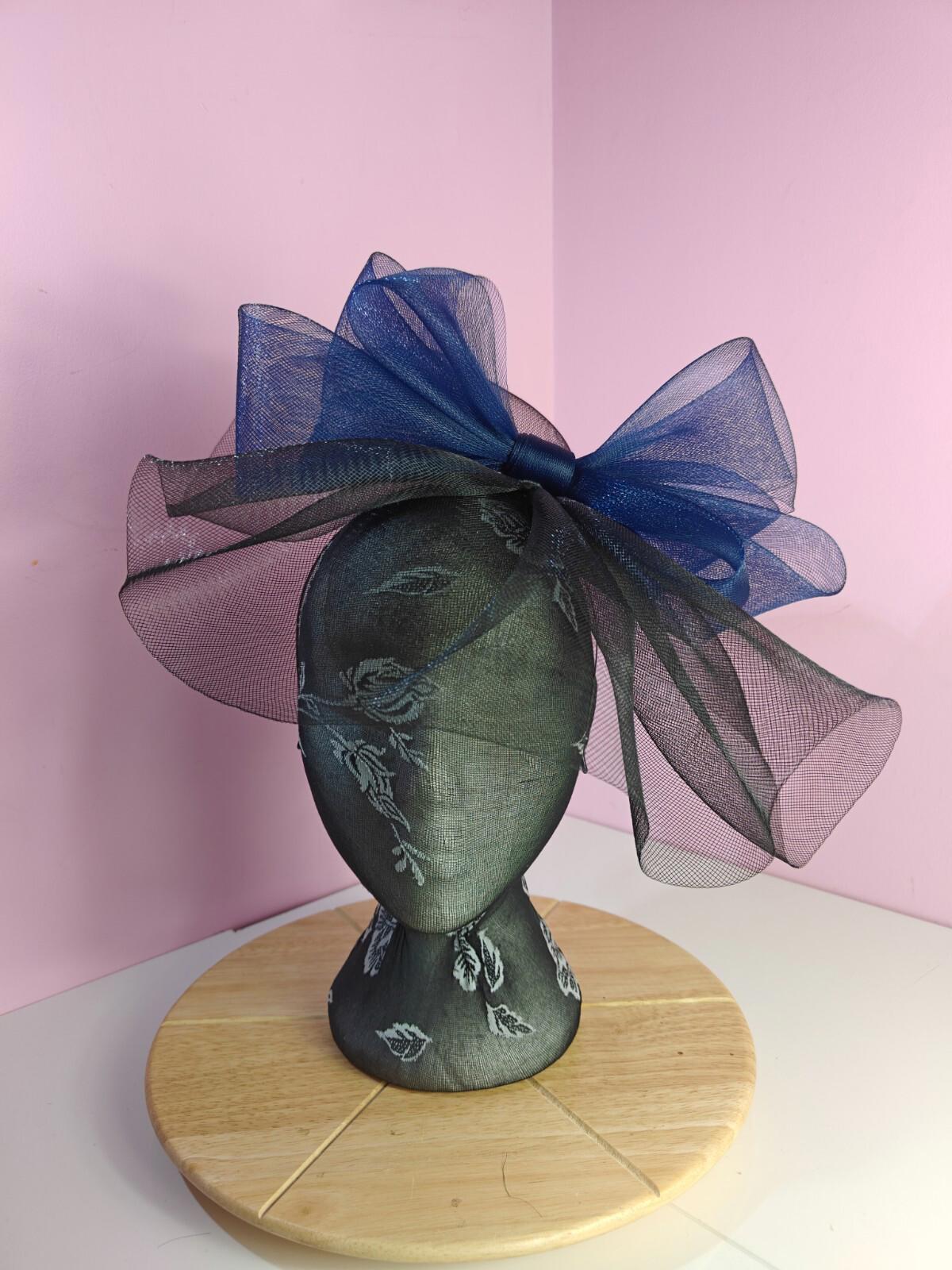 black navy blue fascinator millinery headband derby wedding hat ascot race