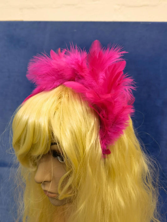 pink feather headband fascinator hair band wedding bridal race party ascot