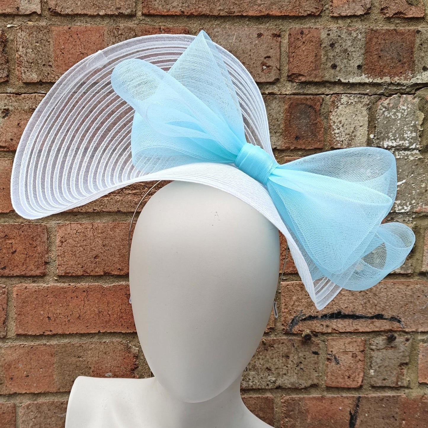 white light turquoise crinoline fascinator millinery headband wedding hat party cosplay