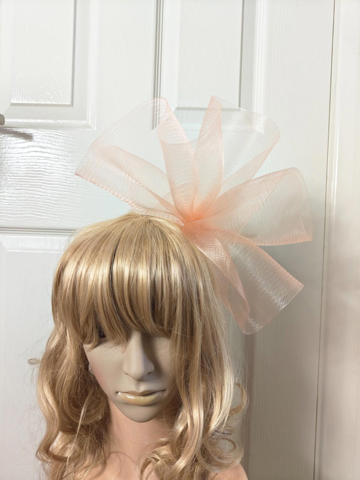 peach coral fascinator millinery burlesque headband wedding hat ascot race