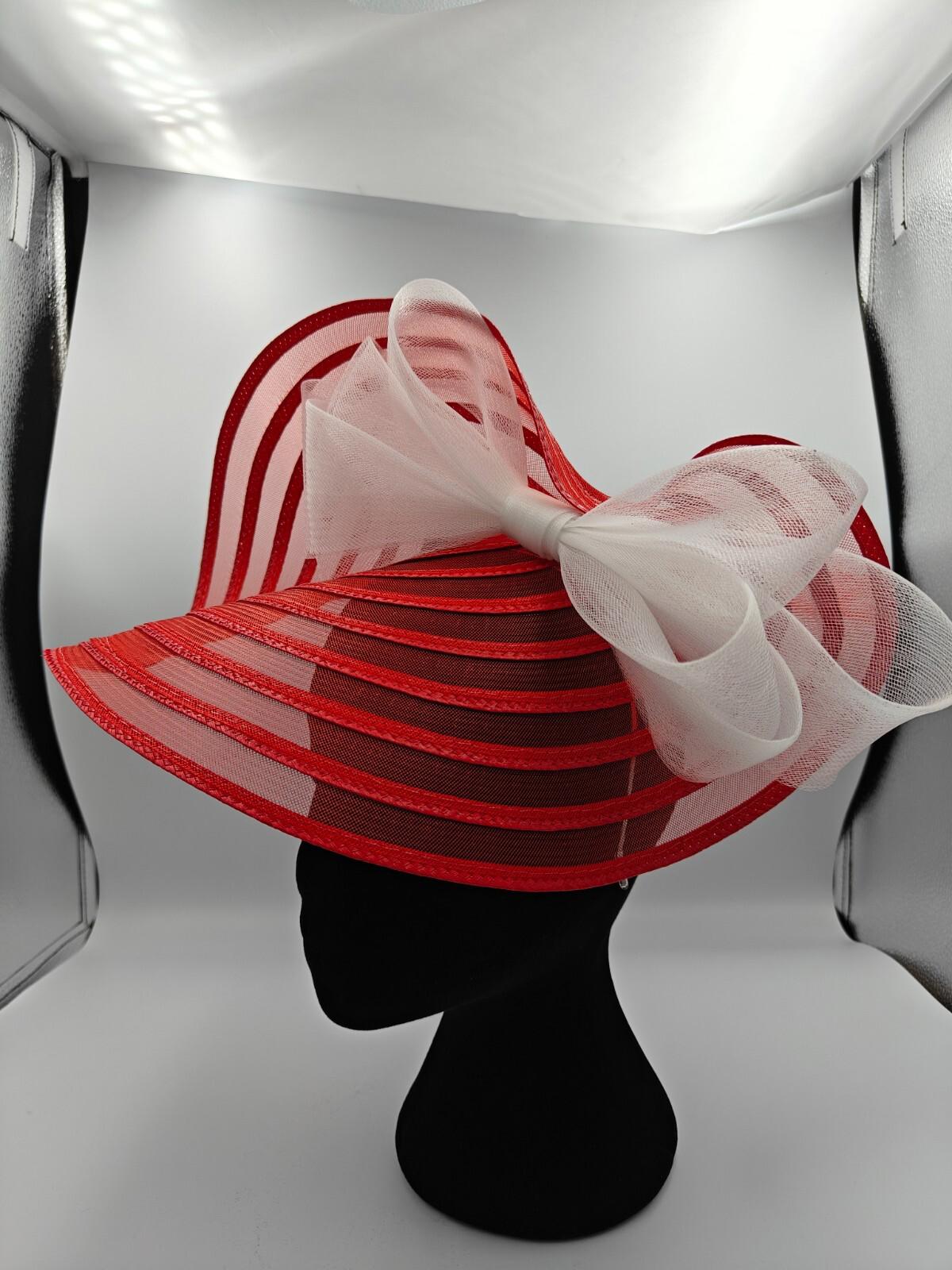 red white bow straw fascinator millinery burlesque headband wedding hat