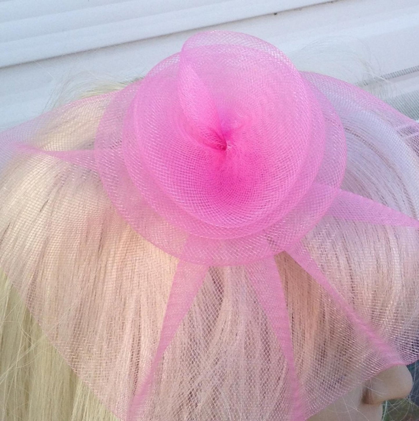 baby pink fascinator millinery feather brooch clip wedding hat bridal ascot