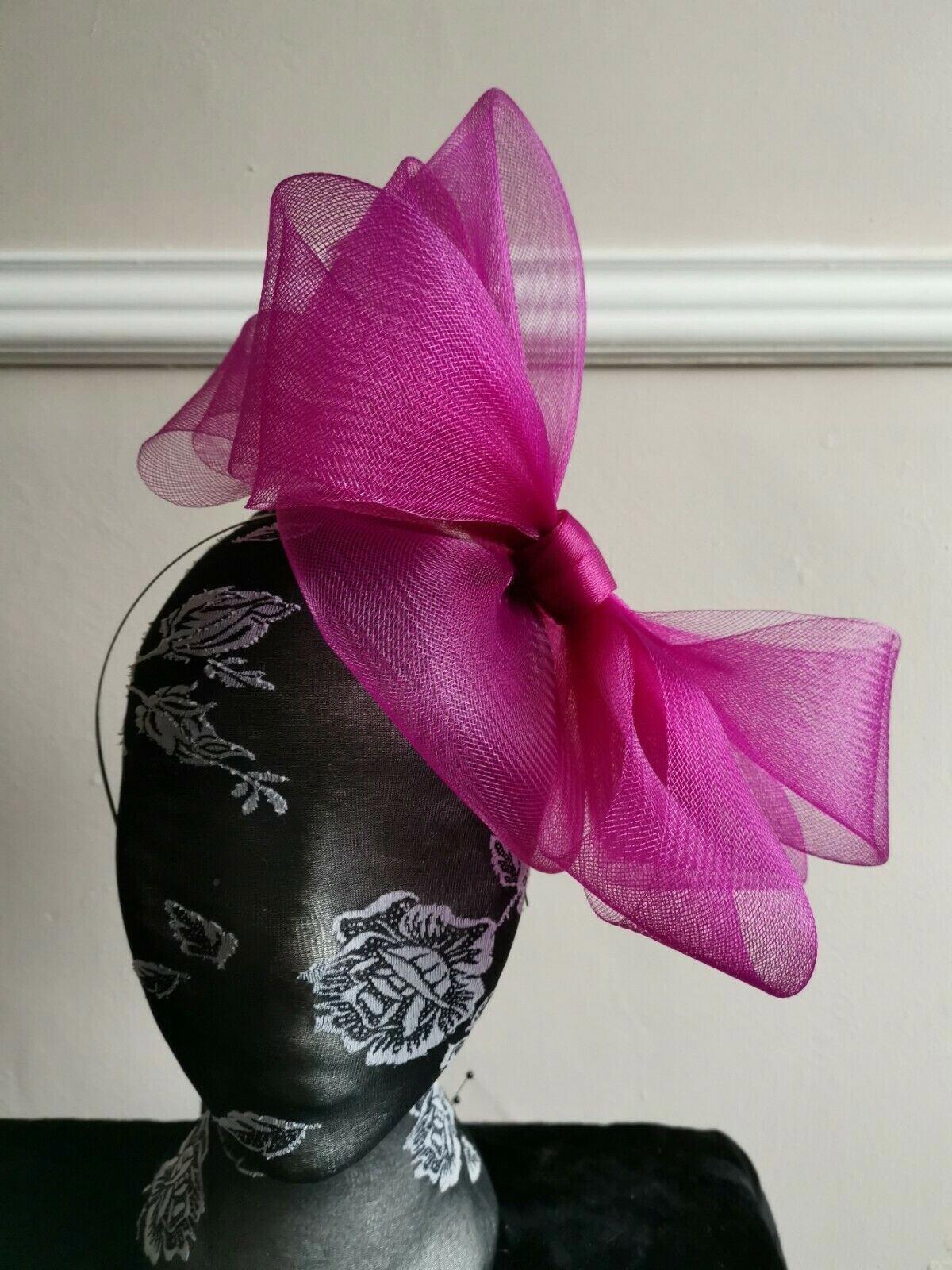 dark plum pink purple headband crinoline fascinator millinery hat wedding ascot