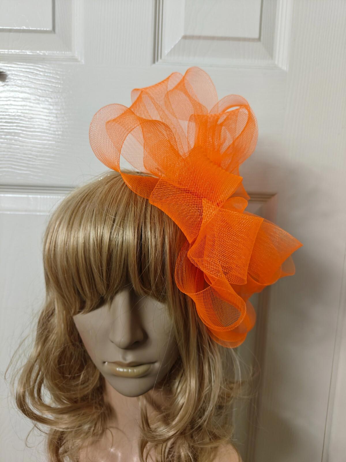 orange fascinator millinery burlesque headband wedding hat ascot race