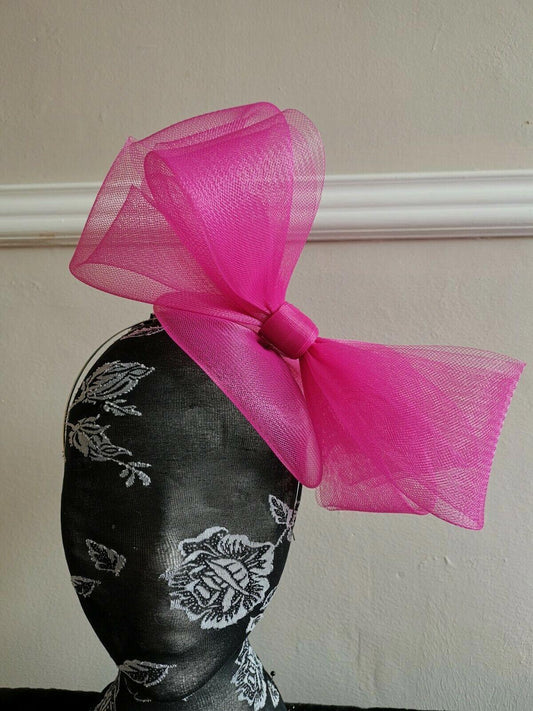 hot pink headband crinoline fascinator millinery hat wedding ascot