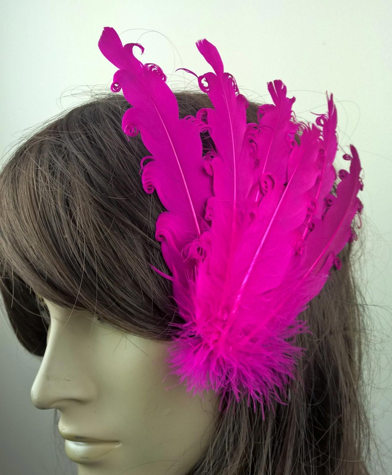 pink feather fascinator millinery hair clip wedding piece ascot race dance