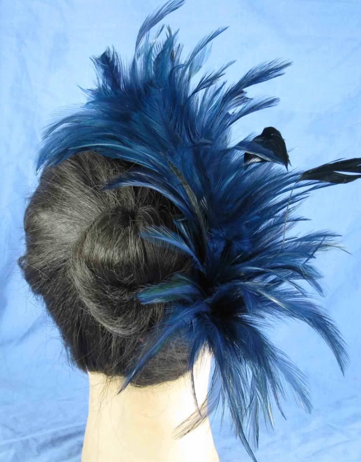navy blue feather comb fascinator millinery wedding ascot hat hair piece