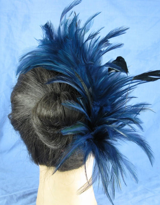 navy blue feather comb fascinator millinery wedding ascot hat hair piece