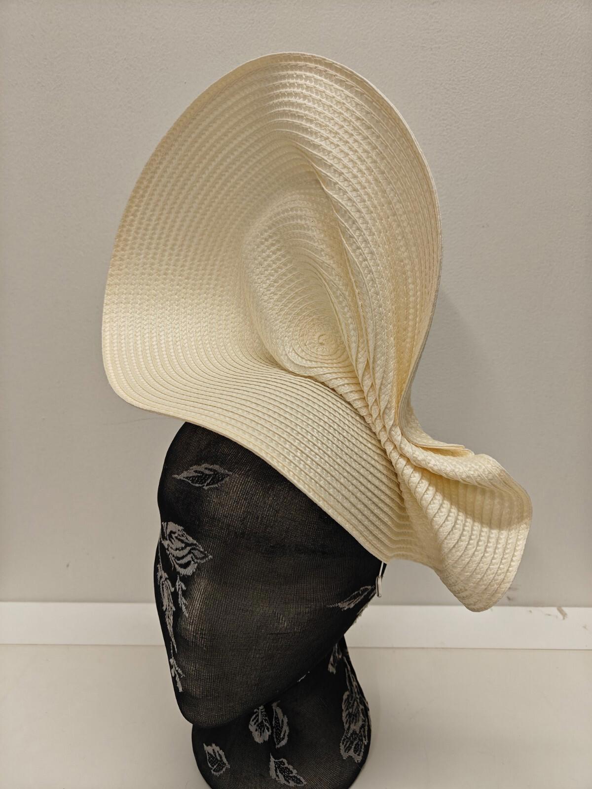 ivory off white large straw fascinator millinery burlesque headband wedding hat