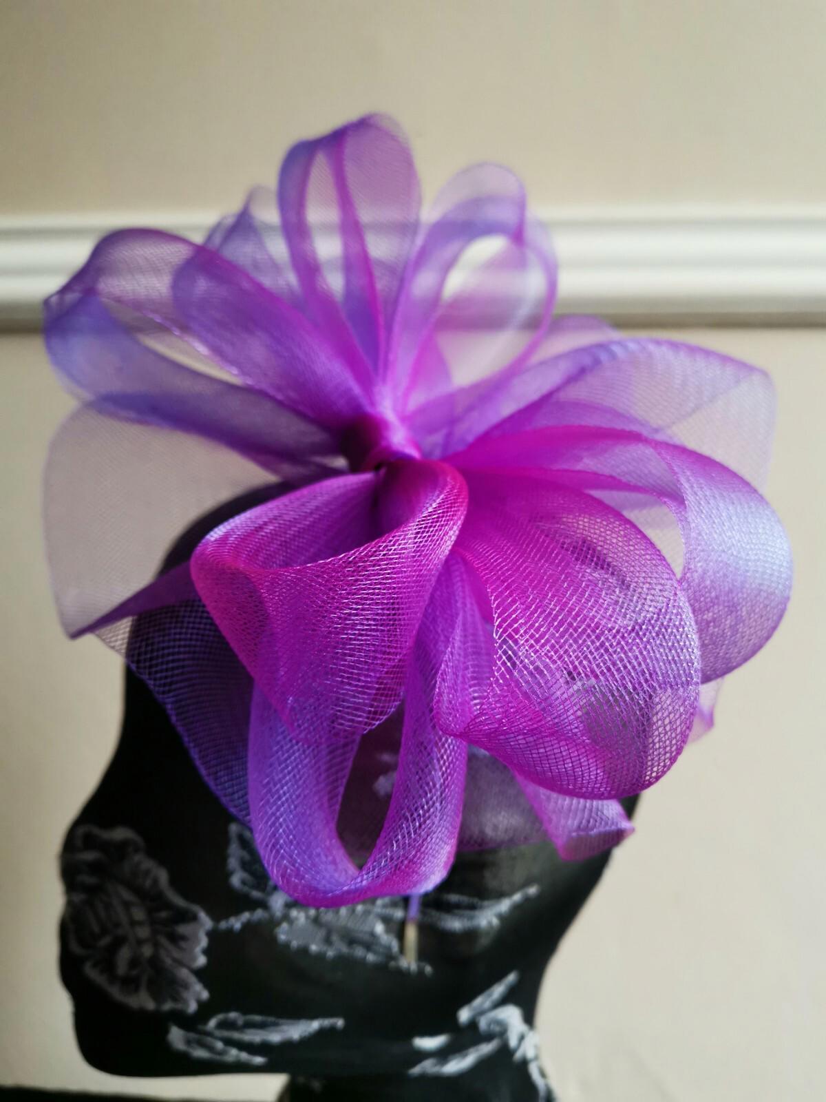 purple fascinator millinery burlesque headband wedding hat hair piece ascot race