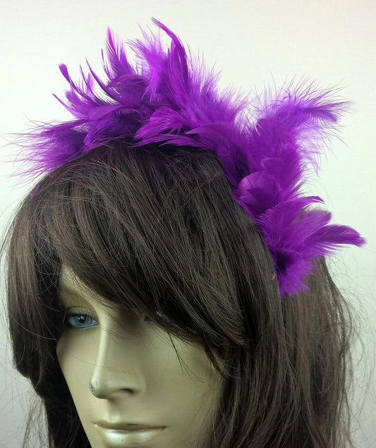 purple feather headband fascinator hair band wedding bridal race party ascot