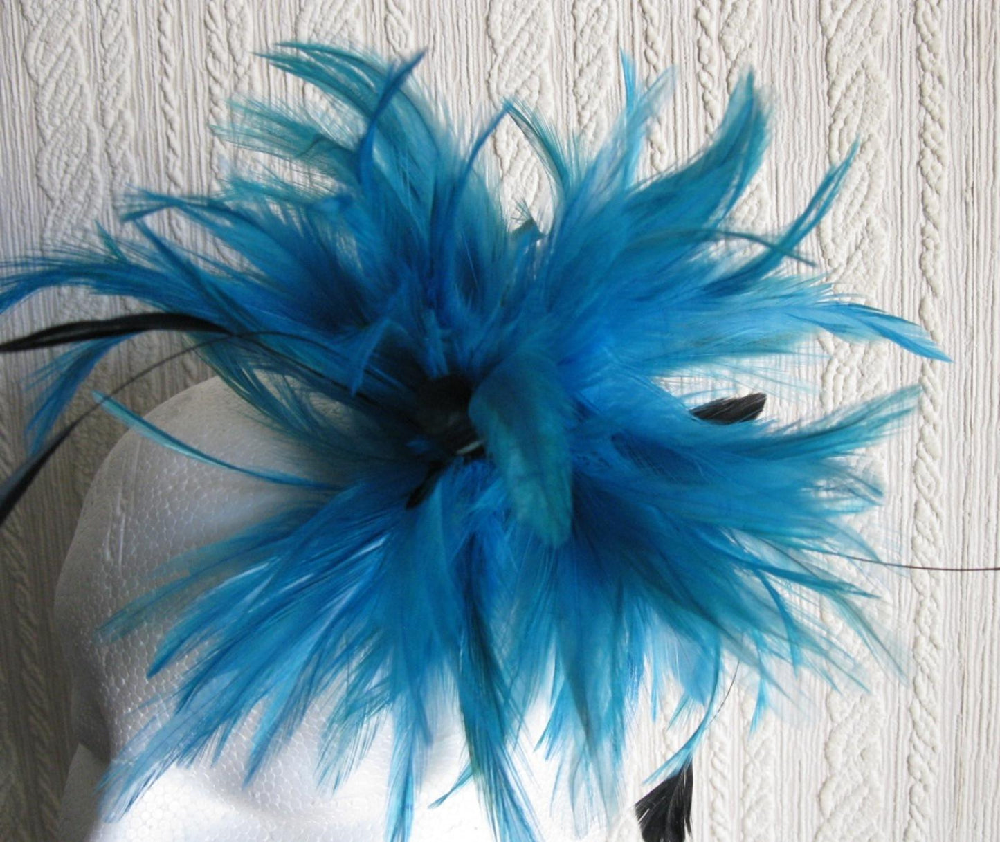 turquoise fascinator millinery feather brooch clip hat