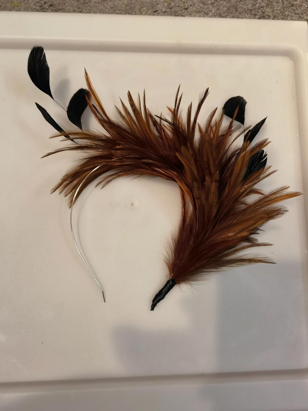 brown feather headband fascinator millinery wedding 1