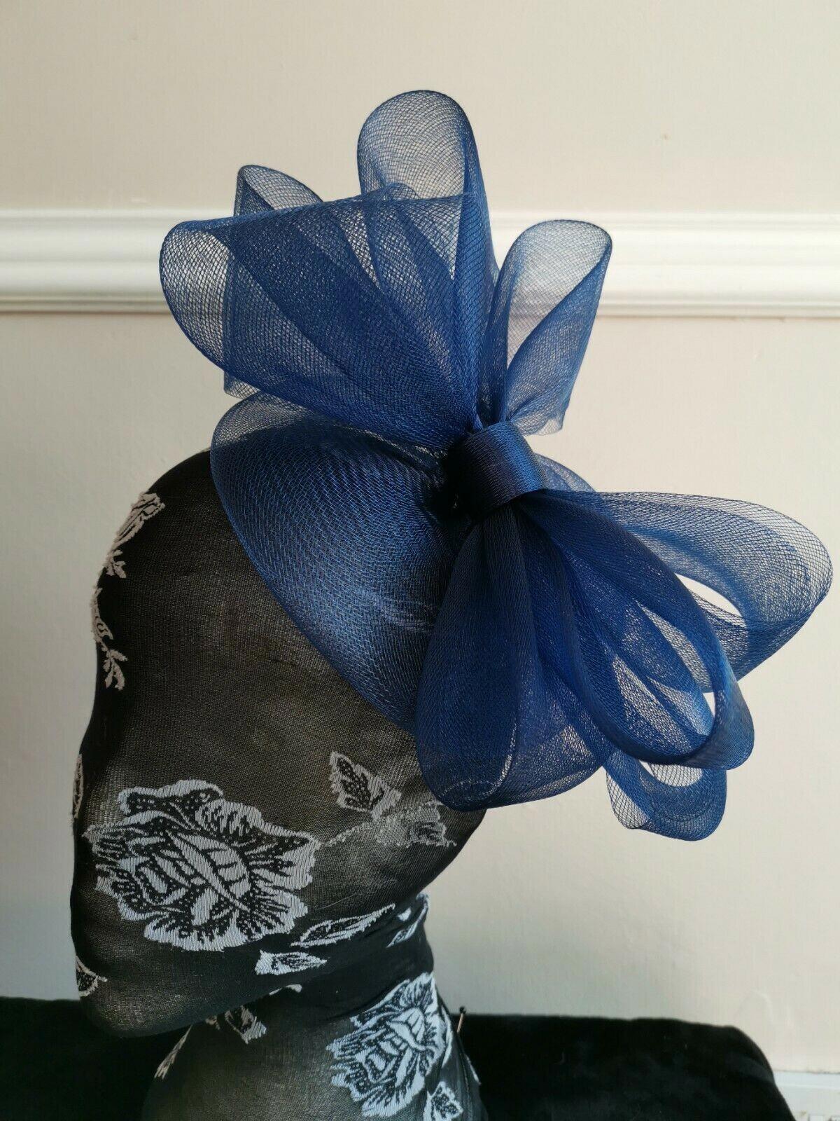 navy blue headband crin fascinator millinery hat wedding ascot